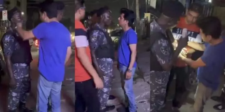 "Someone tell him this is not Zee world" - Drama as Nigerian police officer and Indian man engage in heated altercation
