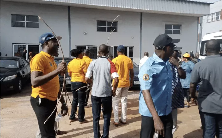 Strike: Labour Leaders Chase Out FIRS Staff with Cane, Shut Down Lagos Office (Photos)