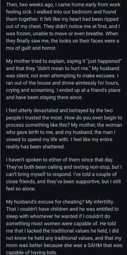 Lady heartbroken after catching husband having affair with her mother, claims her mother is more of a woman than her