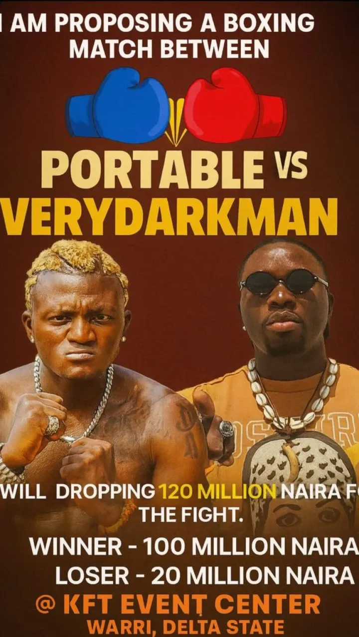 Talent manager Soso Soberekon offers ₦120m for boxing match between Portable and VeryDarkMan