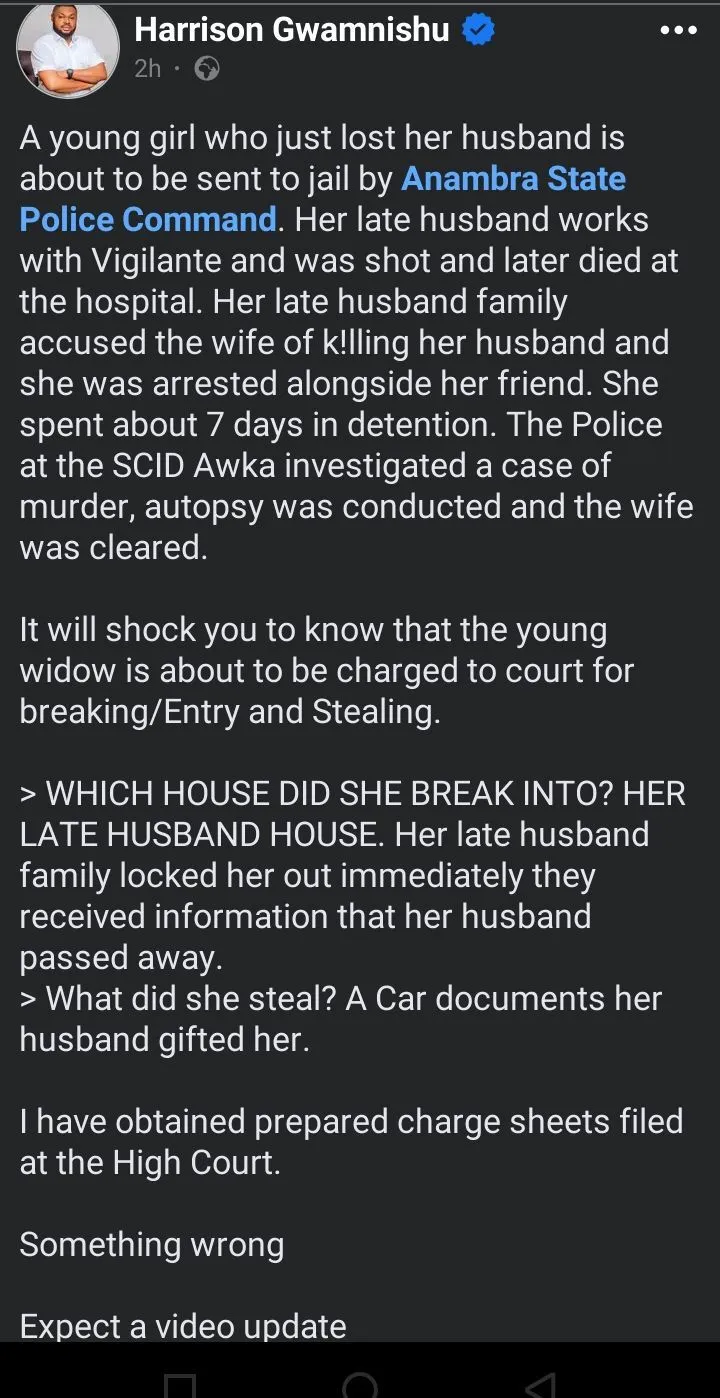 Man raises concerns about widow facing imprisonment following her husband's death