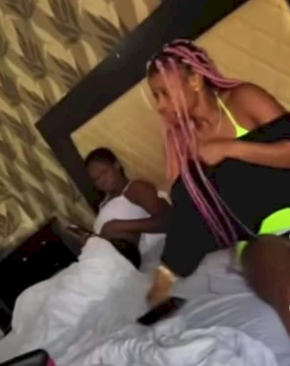 'Na just talk we talk' - Lady defends self after being caught in best friend's boyfriend home (Video)