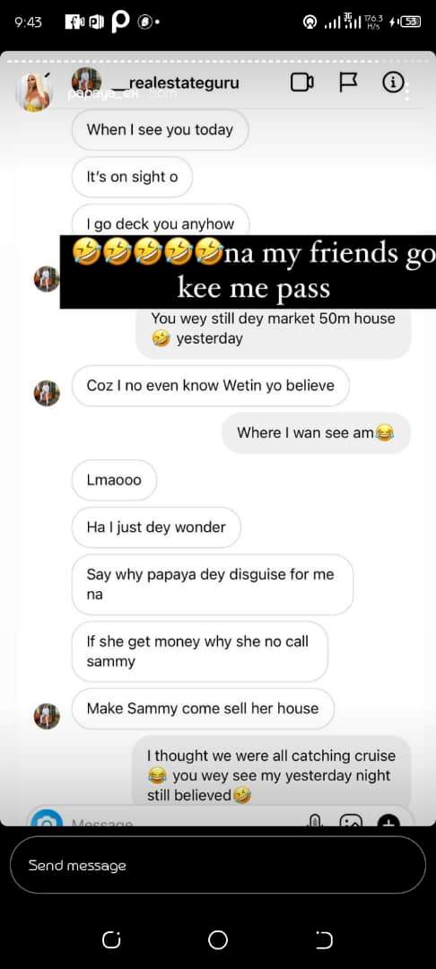 Influencer, Papaya reacts after being called out for flaunting and claiming someone else's house