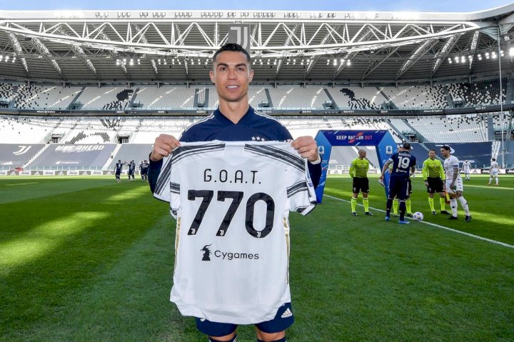 Serie A: Ronaldo honoured with ‘GOAT 770’ shirt after breaking Pelé’s goal record