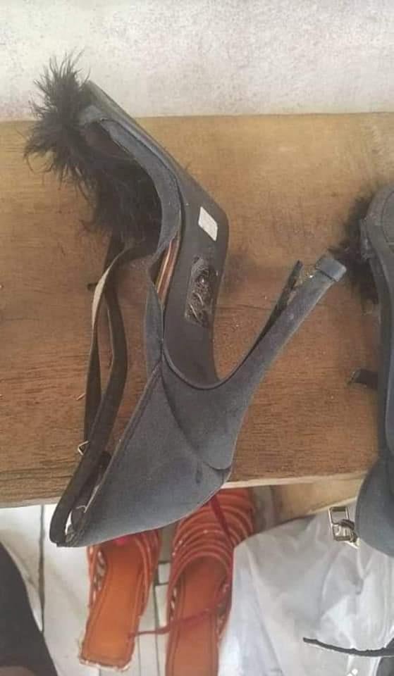 Lady laments after receiving horrible pair of shoes as giveaway gift