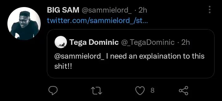 Tega confronts Sammie on Twitter after he accused her of stealing in BBN house, he reacts (Screenshots)