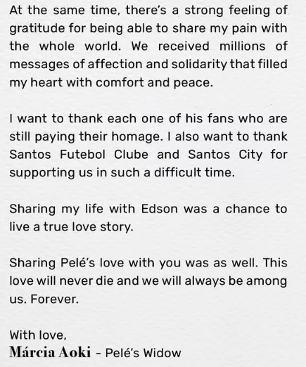 Marcia Aoki open letter Pele