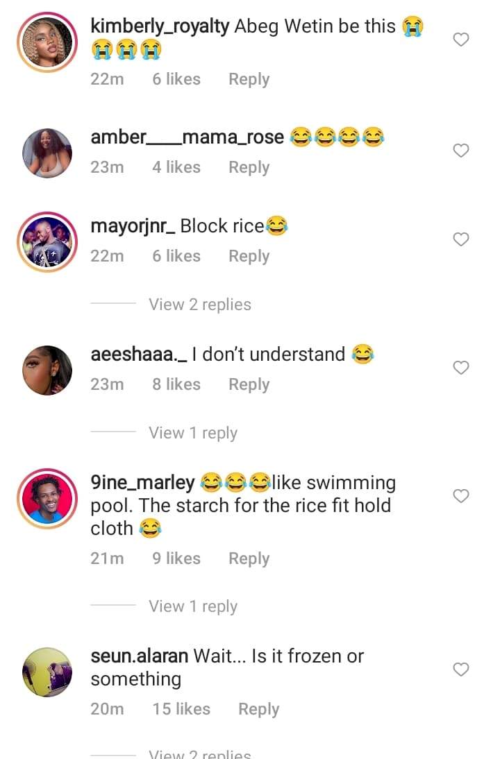 'Shay na rice be this abi na shovel' - Man laments over watery rice his serious girlfriend cooked (Video)