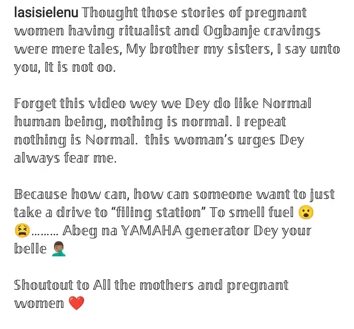 'Na generator dey your belle?' - Lasisi Elenu queries heavily pregnant fiancée as she drives to filling station to satisfy craving of fuel's smell