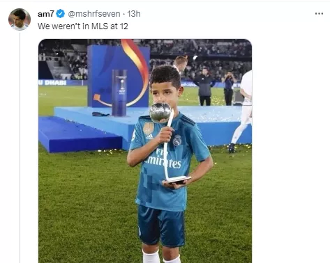 However, Ronaldo fans have taken to social media to lament Thiago Messi's explosion with the Inter Miami Academy.