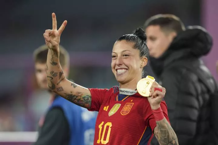 Spanish footballer Jennifer Hermoso celebrates with her World Cup winners medal following the 2023 Women's World Cup final in Sydney, Australia - Photo Credit: Imago Images