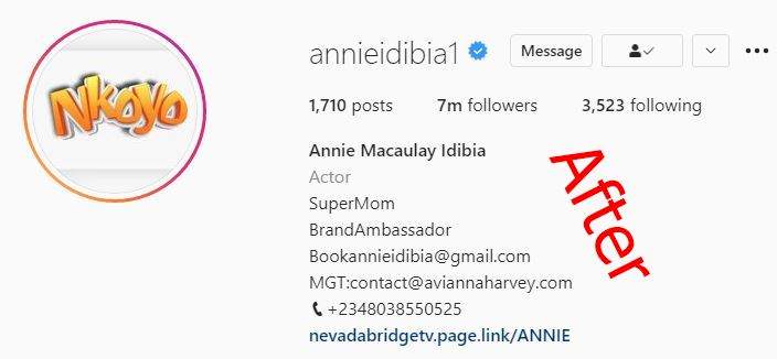 Annie Idibia briefly takes down husband's surname 'Idibia' from her Instagram bio