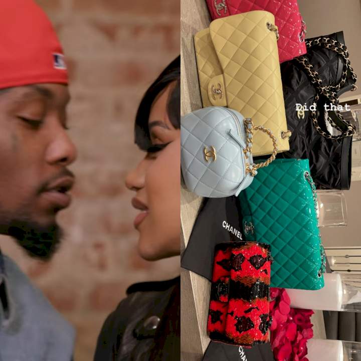 "I'm s***ing your d*** all night long" Cardi B promises Offset as he spoils her with flowers and expensive purses on Valentine's Day (photos/video)