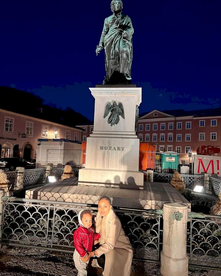 Regina Daniels drops cute pictures of herself and son, Munir as they visit Austria (Photos)