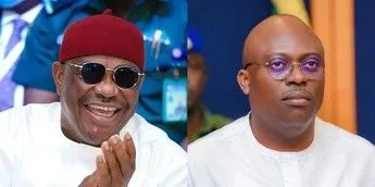 FCT Minister, Nyesom Wike and Governor Siminalayi Fubara of Rivers State.  [DailyTrust/Facebook]