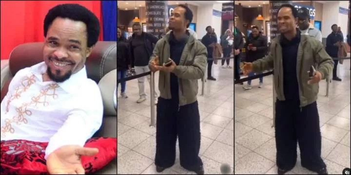 "Who give Odumeje Asake's trouser?" - Reactions trail video of Odumeje speaking as he touches down London