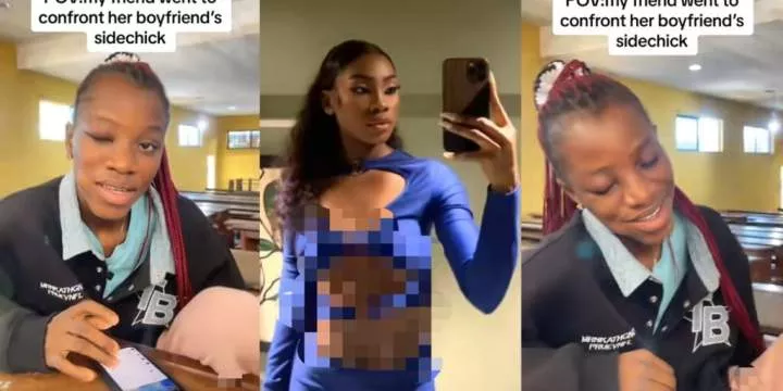 Brave Nigerian lady confronts boyfriend's side chick, aftermath photo goes viral