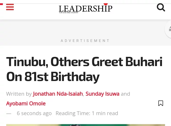 Today's Headlines: Mr. Ibu's two legs not amputated, family debunks rumours; Tinubu, Others Greet Buhari On 81st Birthday