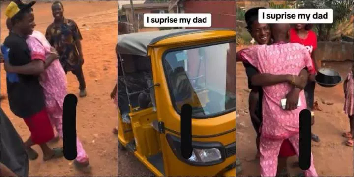 Emotional moment son surprises father with brand new keke