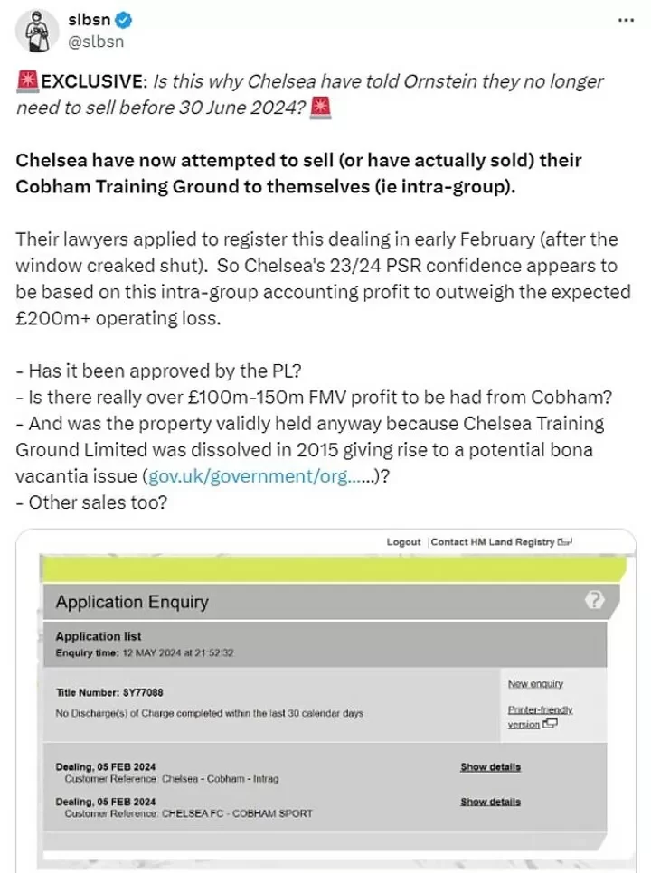 Did Chelsea sell their training ground to themselves?