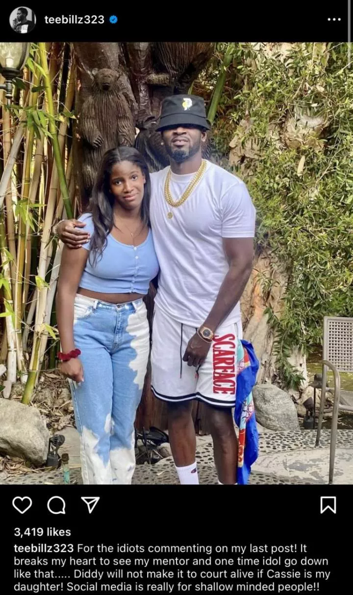 Teebillz dragged over his emotional post to P. Diddy