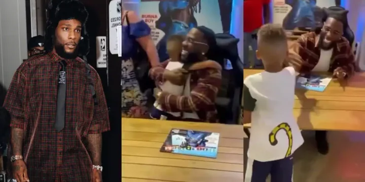 "Real recognizes real" - Adorable moment young white boy gets pumped after meeting Burna Boy