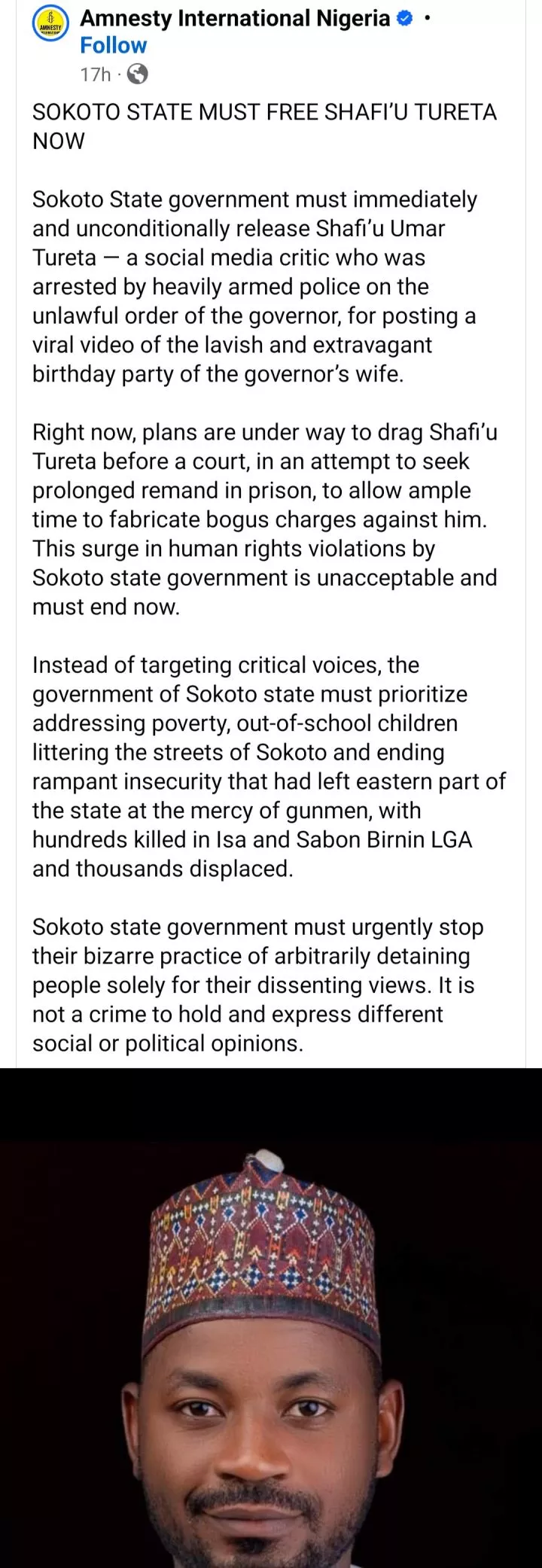 Outcry as police arrests man who posted viral video of Sokoto governor