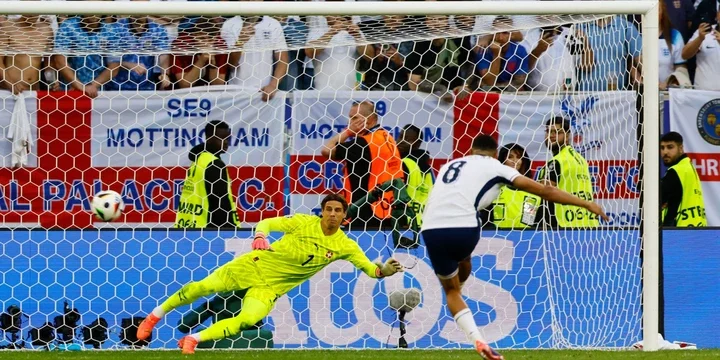 Trent Alexander-Arnold scoring England's winning penalty