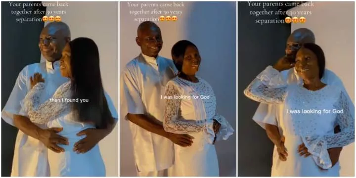 Adorable moment Nigerian couple reunites after 30 years of separation