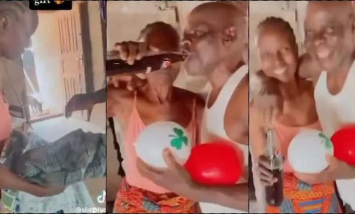 Elderly man romantically gifts wife Pepsi wrapped in Ankara as Valentine's gift