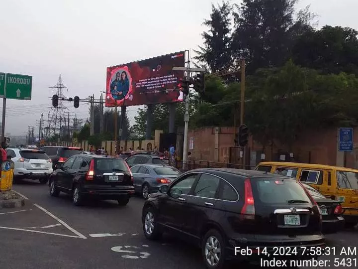Nigerian lady pays for an entire billboard to wish husband 'Happy Valentines Day'