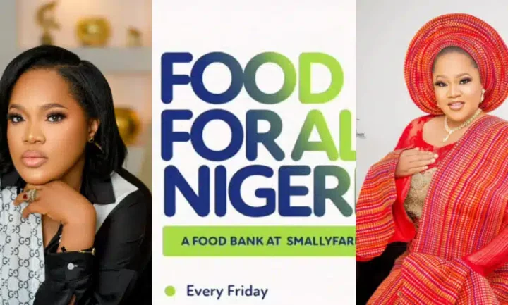 Toyin Abraham opens food bank to support 50 people with food, N5K transportation every Friday
