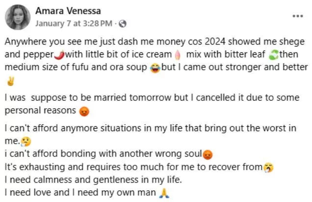 Lady cancels wedding a day to party over 'bond with wrong soul'