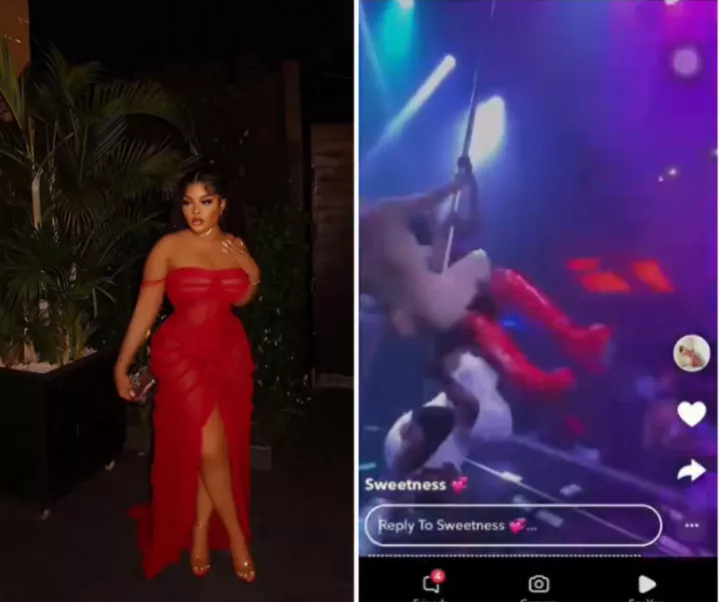 BBNaija star and former str!pper Chichi tries out pole dancing again while in a nightclub