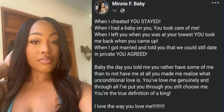 Woman praises partner for loving her despite cheating and getting pregnant by someone else