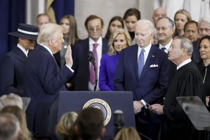 Trump being sworn in as 47th President of the United States on Monday