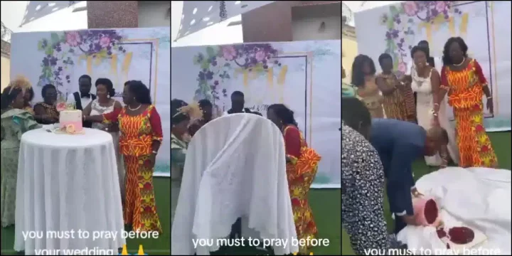 "The person who did this won't make heaven" - Drama as wedding cake falls and scatters, video trends