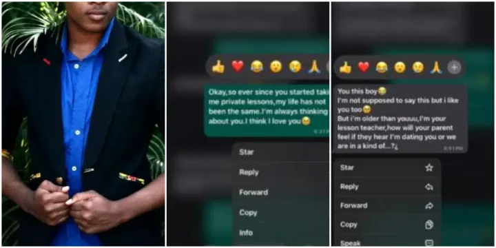 'You dey scatter my head ma'- Leaked chats between 19-year-old boy and his female private teacher cause buzz online