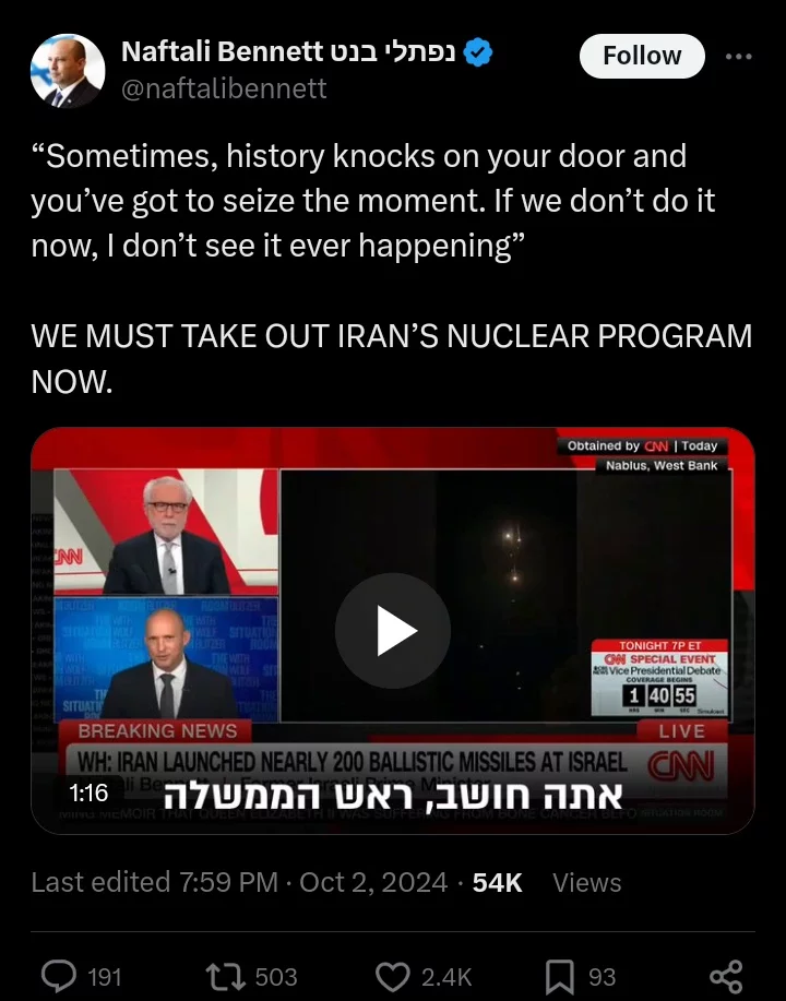 We Must Take Out Iran's Nuclear Program Now-Naftali Bennett Insists on Destroying Iran Nuclear Plant