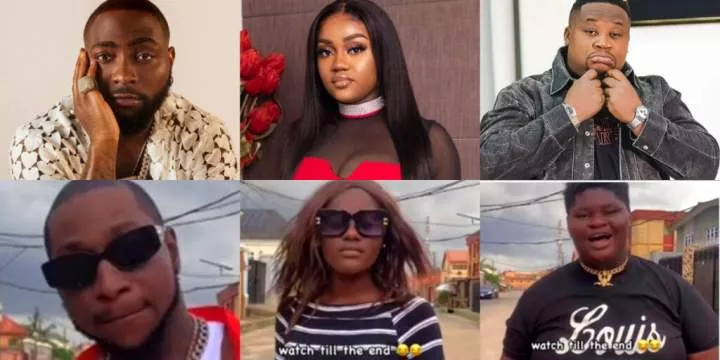 Davido reacts as content creators mimick him, Chioma, and Cubana Chief Priest