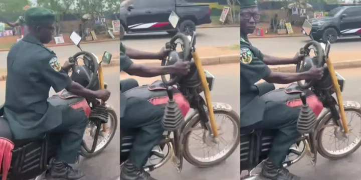 Lady baffled as she spots bike with steering and gear stick Lady baffled as she spots bike with steering and gear stick