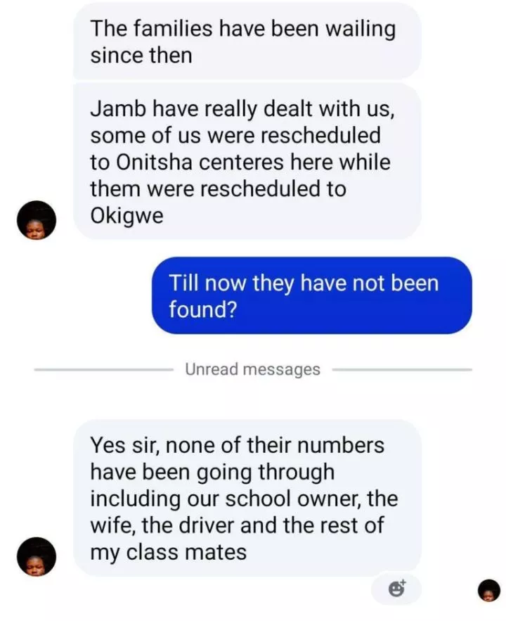 15 students, school director unreachable 24 hours after leaving Onitsha for JAMB exam in Imo