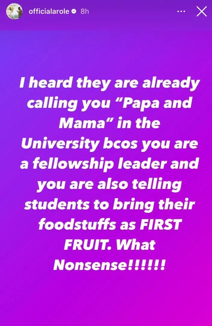 Comedian Arole criticizes university fellowship leaders for demanding foodstuff from students as 'first fruits'