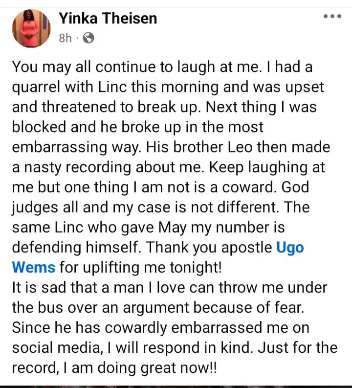 Linc Edochie's estranged wife drags him after their marital crash