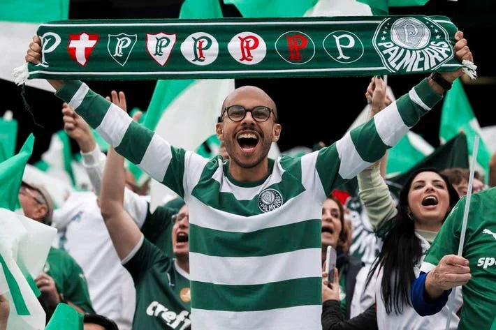 Fans of SE Palmeiras show their support prior to the FIFA...