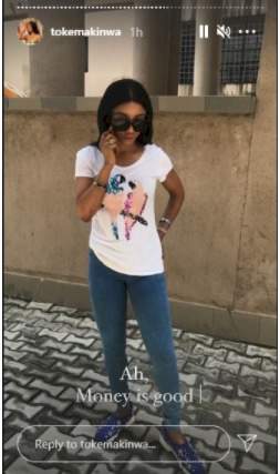 Money is good - Toke Makinwa says as she shares her throw-back photo