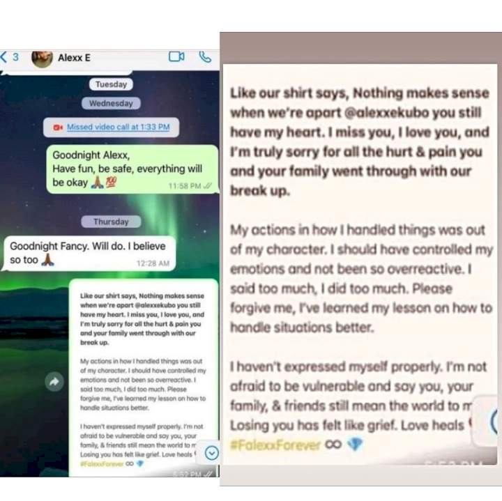 Things fall apart: Purported text messages between Alex Ekubo and Fancy Acholonu surfaces online