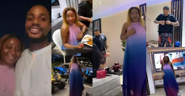 Ini Edo wowed by Alex Ekubo's mansion and cars, gets a glimpse of the interiors in new video with IK Ogbonna