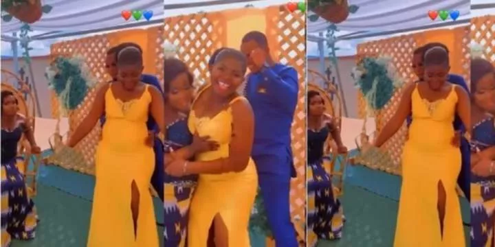 Bride walks out as lady refuses to stop whining waist on her husband at wedding (Video)