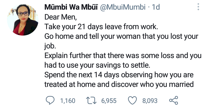 'Test your woman with job loss, and discover who you married' - Lady advises men